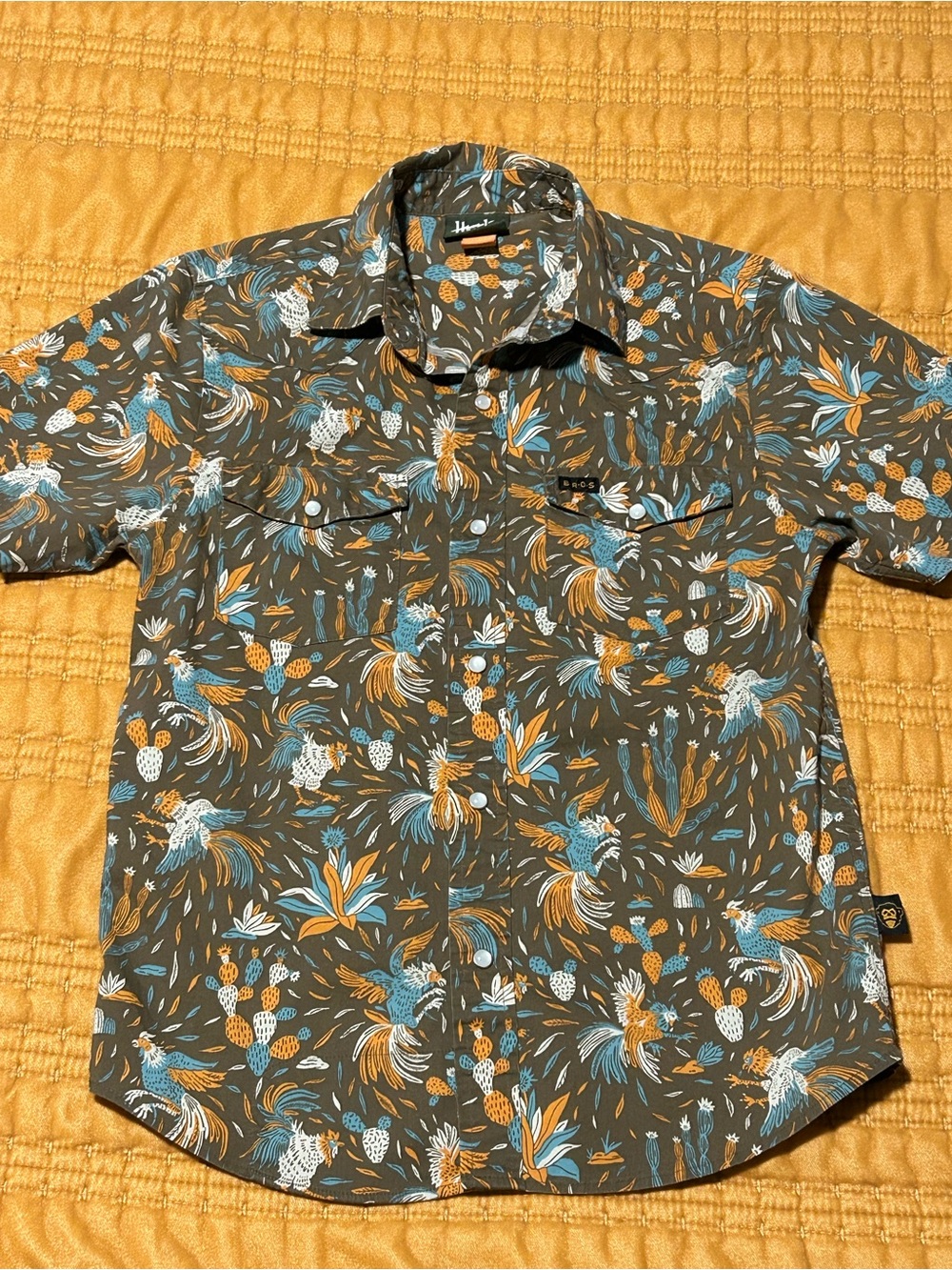 Howler Bros Kids M H Bar B Snapshirt Brown Rooster Cactus Western Pearl Snap